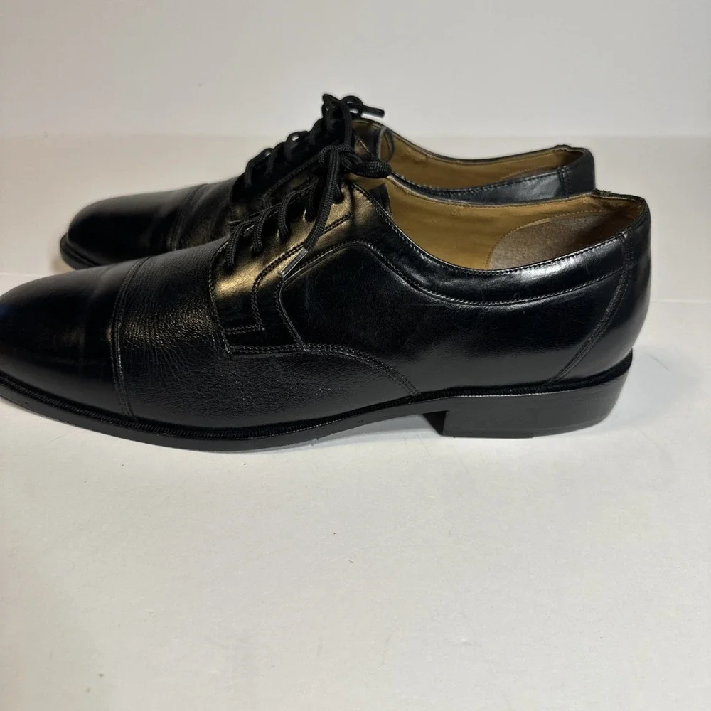 Giorgio Brutini Oxford Dress Shoe Mens 9 1/2 Black Leather Cap Toe Lace Up